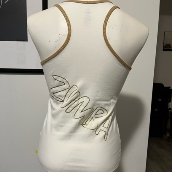 White and Gold Zumba Tank - Picture 2 of 2